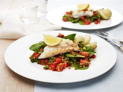 Fish with Lentil Spinach Salad Fish with Lentil Spinach Salad