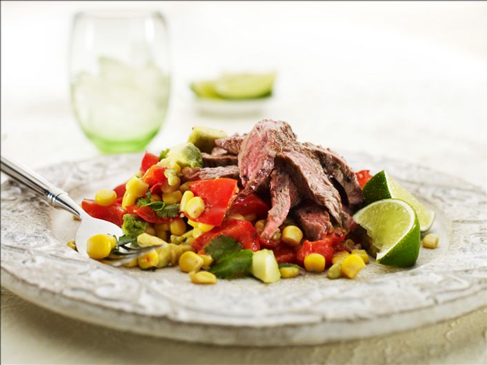 Chargrilled Beef With Avocado &amp; Corn Salsa