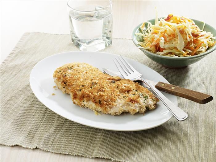 LiveLighter - Healthy Chicken Schnitzel With Coleslaw Recipe