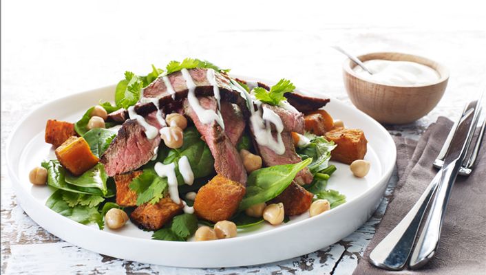 healthy healthy warm beef & pumpkin salad recipe recipe Warm Beef & Pumpkin Salad