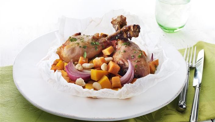 healthy healthy spicy orange chicken with baked vegie parcels recipe recipe Spicy Orange Chicken with Baked Vegie Parcels