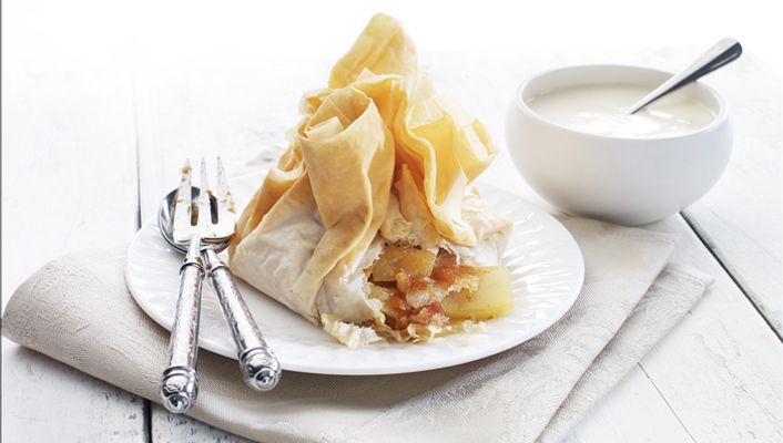 Pear &amp; Date Parcels with Orange Ricotta Cream