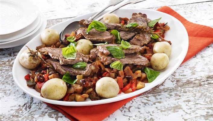 healthy healthy rosemary lamb with sicilian vegetables recipe recipe Rosemary Lamb with Sicilian Vegetables