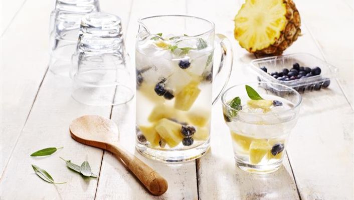 healthy healthy blueberry pineapple & sage water recipe recipe Blueberry Pineapple & Sage Water