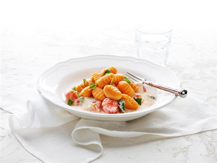 healthy healthy sweet potato gnocchi with roasted tomato cream recipe recipe Sweet Potato Gnocchi with Roasted Tomato Cream