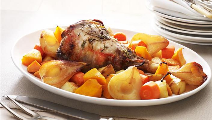 healthy healthy roast lamb with pears recipe recipe Roast Lamb with Pears